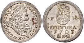 Leopold I. 1657 - 1705
 Poltura 1703 PH-NB Nagybánya. 1,20g. Her. 1936 stgl