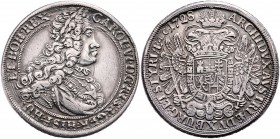 Carl VI. 1712 - 1740
 1/2 Taler 1728 Graz. 14,38g, Schrötlingsfehler im Avers. Her. 479 ss/vz