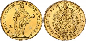 Carl VI. 1712 - 1740
 Dukat 1739 KB Kremnitz. 3,48g. Her. 166 f.stgl/stgl