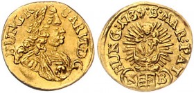 Carl VI. 1712 - 1740
 1/6 Dukat 1739 NB Nagybanya. 0,58g. Her. 262 ss/vz
