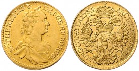 Maria Theresia 1740 - 1780
 Dukat 1755 Wien. 3,48g. Her. 91, Eyp. 63 ss/vz