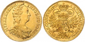 Maria Theresia 1740 - 1780
 Dukat 1765 Wien. 3,50g. Her. 101, Eyp. 63 vz/stgl