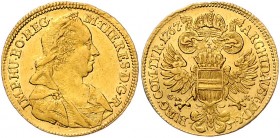 Maria Theresia 1740 - 1780
 Dukat 1767 C-K Wien. 3,46g, win. Kratzer. Her. ---, Eyp. 184a/1 ss/ss+