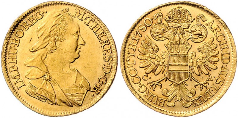 Maria Theresia 1740 - 1780
 Dukat 1780 C-A Wien. 3,47g. Her. 119, Eyp. 184b/6 v...