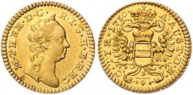 Maria Theresia 1740 - 1780
 1/4 Dukat 1750 Wien. 0,84g. Her. 304, Eyp. 71/1 ss/vz