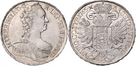 Maria Theresia 1740 - 1780
 Taler 1765 Wien. 28,12g, min. justiert. Her. 414, Eyp. 74/5 vz/stgl