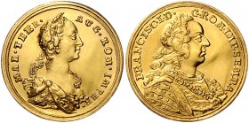 Maria Theresia 1740 - 1780
 Dukat o. J. (1753) sogenannter Münzbesuchs-Dukat, auf den Besuch der Kaiser Pares in der Münze Wien, Brustbild Maria Ther...