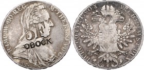 Maria Theresia 1740 - 1780
 Taler 1780 SF mit Gegenstempel von Französisch Somaliland um 1930, gültig für 5 Frank, Obock. Günzburg. 27,80g. Hafner II...