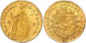 Maria Theresia 1740 - 1780
 Dukat 1742 KB Kremnitz. 3,49g. Her. 235, Eyp. 238/2 vz/stgl