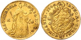 Maria Theresia 1740 - 1780
 Dukat 1742 KB Kremnitz. 3,47g. Her. 235, Eyp. 238/2 ss/vz