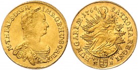 Maria Theresia 1740 - 1780
 Dukat 1764 NB Nagybanya. 3,48g. Her. 277, Eyp. 254a/4 ss/vz