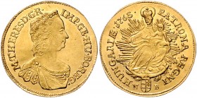Maria Theresia 1740 - 1780
 Dukat 1765 NB Nagybanya. 3,49g. Her. 278, Eyp. 254a/5 vz/stgl