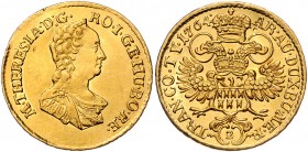 Maria Theresia 1740 - 1780
 2 Dukaten 1764 Karlsburg. 7,00g. Her. 60, Eyp. 348a/1 f.vz/f.stgl