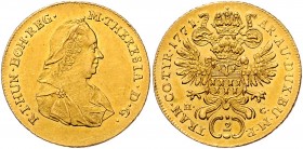 Maria Theresia 1740 - 1780
 2 Dukaten 1771 HG Karlsburg. 7,00g. Her. 68, Eyp. 382a/4 vz