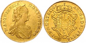 Maria Theresia 1740 - 1780
 Dukat 1745 Karlsburg. 3,50g. Her. 197, Eyp. 324/2 ss/vz
