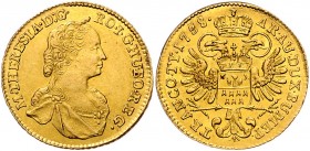 Maria Theresia 1740 - 1780
 Dukat 1758 Karlsburg. 3.32g. Her. 210, Eyp. 352b/3 vz
