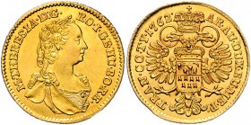 Maria Theresia 1740 - 1780
 Dukat 1762 Karlsburg. 3,50g. Her. 214, Eyp. 353/7 f.stgl/stgl