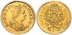 Maria Theresia 1740 - 1780
 1/4 Dukat 1768 HG Karlsburg. 0,88g. Her. 309, Eyp. 388/1 stgl
