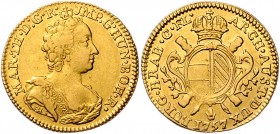 Maria Theresia 1740 - 1780
 Souverain d´or 1757 R Antwerpen. 5,51g. Her. 365, Eyp. 413/6 ss/ss+