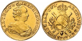 Maria Theresia 1740 - 1780
 2 Souverain d´or 1763 R Brüssel. 11,04g, min. justiert. Her. 341, Eyp. 409/63 vz