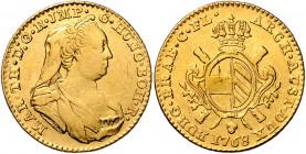 Maria Theresia 1740 - 1780
 2 Souverain d´or 1768 R Brüssel. 11,00g. Her. 344, Eyp. 447/2 ss/vz