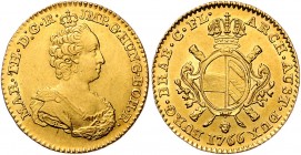 Maria Theresia 1740 - 1780
 2 Souverain d´or 1766 R Brüssel. 11,12g. Her. 342, Eyp. 409/7 f.vz/vz+