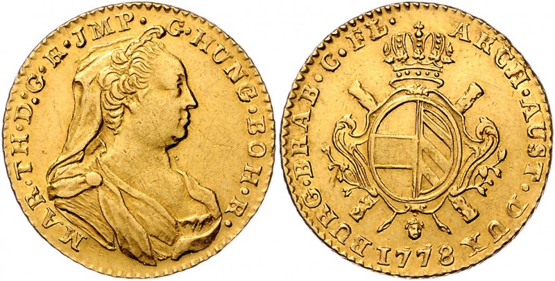 Maria Theresia 1740 - 1780
 Souverain d´or 1778 Brüssel. 11,09g. Her. 349, Eyp....