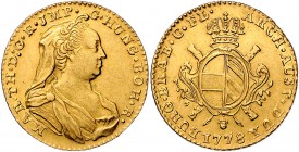 Maria Theresia 1740 - 1780
 Souverain d´or 1778 Brüssel. 11,09g. Her. 349, Eyp. 447/7 f.vz