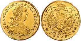 Franz I. Stephan von Lothringen 1745 - 1765
 Dukat 1765 B//GR Graz. 3,47g. Her.---. MzA.---. Eyp. 724 (nur als Gipsabdruck im KHM / Wien) f.stgl/stgl