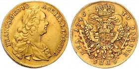 Franz I. Stephan von Lothringen 1745 - 1765
 Dukat 1746 Graz. 3,44g. Her.---. MzA.---, Eyp. ---, vermutlich UNIKUM ss