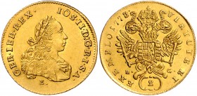 Joseph II. als Mitregent 1765 - 1780
 2 Dukaten 1773 E//HG Karlsburg. 7,00g. Her. 9 vz