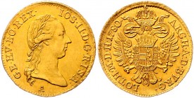 Joseph II. als Alleinregent 1780 - 1790
 Dukat 1780 A Wien. 3,48g. Her. 23 vz/stgl