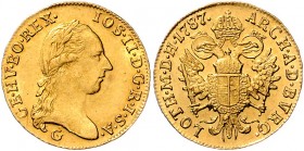 Joseph II. als Alleinregent 1780 - 1790
 Dukat 1787 G Nagybanya. 3,50g. Her. 68 vz/vz+