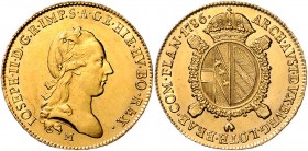 Joseph II. als Alleinregent 1780 - 1790
 Sovrano 1786 M Mailand. 11,13g, Sf. im Avers. Her. 111 vz/stgl