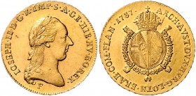 Joseph II. als Alleinregent 1780 - 1790
 1/2 Souverain d´or 1787 F Hall. 5,57g. Her. 107 vz