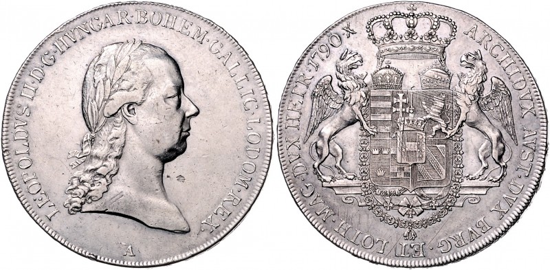 Leopold II. 1790 - 1792
 Königstaler 1790 A Wien. 28,07g, Sf. im Avers, min. ju...
