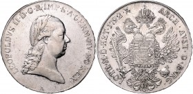 Leopold II. 1790 - 1792
 Taler 1792 A Wien. 28,04g, win. Kratzer. Her. 34b ss/ss+
