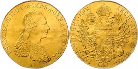 Franz II. 1792 - 1806
 4 Dukaten 1803 A Wien. 14,00g, gewellt. Her. 11 ss