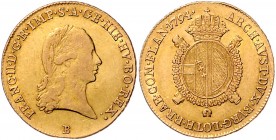 Franz II. 1792 - 1806
 1/2 Souverain d´or 1794 B Kremnitz. 5,51g. Her. 204 f.ss/ss