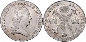 Franz II. 1792 - 1806
 Kronentaler 1796 M Mailand. 29,48g. Her. 491 stgl