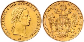 Franz I. 1804 - 1835
 1/2 Sovrano 1835 M Mailand. 5,66g. Fr. 601 ss+