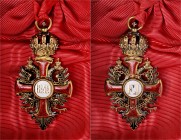 Franz Joseph I. 1848 - 1916
 Orden 1849 3. Klasse, Kommandant Kreuz, (1849 - 1918) in Gold an roter Brustschleiffe, Komturkreuz, Rot-emailliertes Kre...