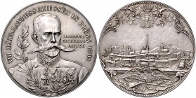 Franz Joseph I. 1848 - 1916
 Ag - Schützenmedaille 1901 auf das VIII. Mährische Landesschießen zu Brünn mit Uniformierte Büste des Protektors Erzherz...