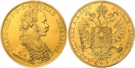 Franz Joseph I. 1848 - 1916
 4 Dukaten 1910 Wien. 14,00g, gest. Loch. Fr. 1159 ss/vz