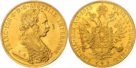 Franz Joseph I. 1848 - 1916
 4 Dukaten 1913 Wien. 13,91g, feine Kratzer. Fr. 1162 ss/vz