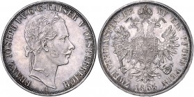 Franz Joseph I. 1848 - 1916
 2 Vereinstaler 1865 A Wien. 37,06g. Fr. 1341 vz