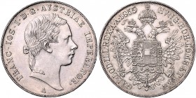 Franz Joseph I. 1848 - 1916
 Taler 1855 A Wien. 26,07g. Fr. 1353 f.stgl