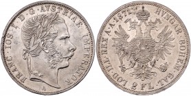 Franz Joseph I. 1848 - 1916
 2 Gulden 1871 A Wien. 24,68g. Fr. 1369 vz/f.stgl