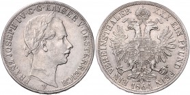 Franz Joseph I. 1848 - 1916
 Vereinstaler 1864 V Venedig. 18,67g. Fr. 1421 ss/vz