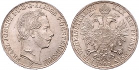 Franz Joseph I. 1848 - 1916
 Vereinstaler 1865 E Karlsburg. 18,49g. Fr. 1424 f.stgl/stgl